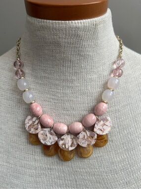 Ann Taylor Factory Pink Layered Bead Statement Necklace